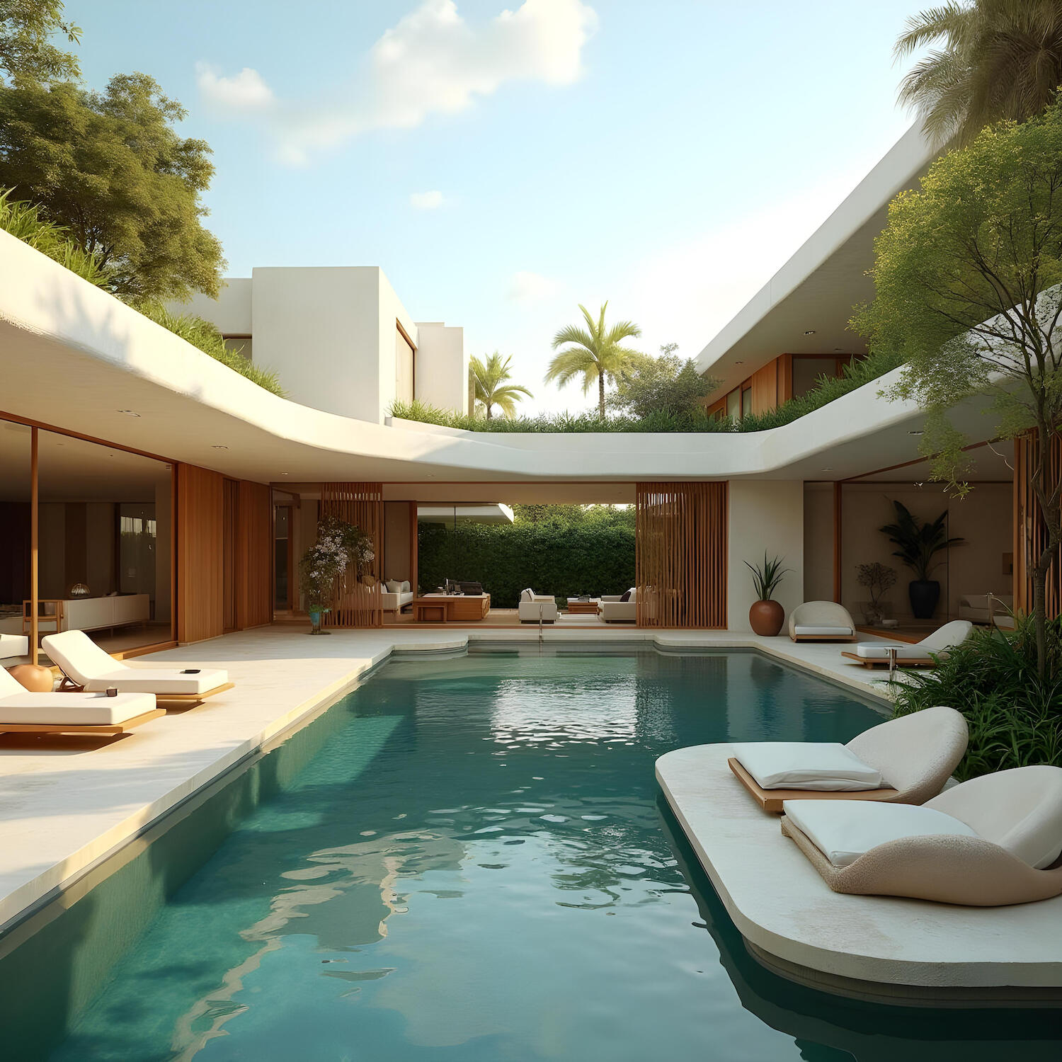 Morningside Residence - Miami, FL Modern Miami home with minimalist concrete volumes, warm wood interiors, and a serene courtyard pool at Morningside Residence.